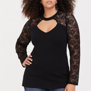 Torrid Black Lace Foxy Top